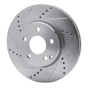Mercedes-Benz E320 Brake Rotor (1) - Front Left - R1 Concepts - Drilled & Slotted - Silver - `03-`09